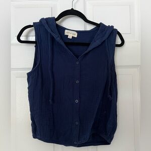 Button up tank with hoodie